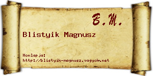 Blistyik Magnusz névjegykártya